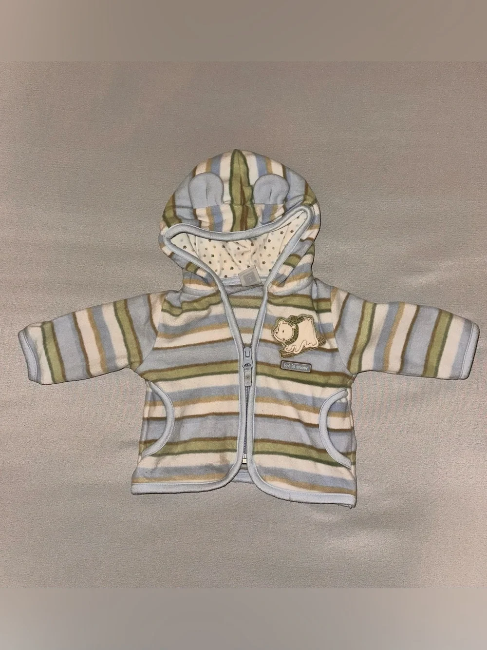 Carter's Striped Hooded Baby Jacket in Blue, Green & Cream